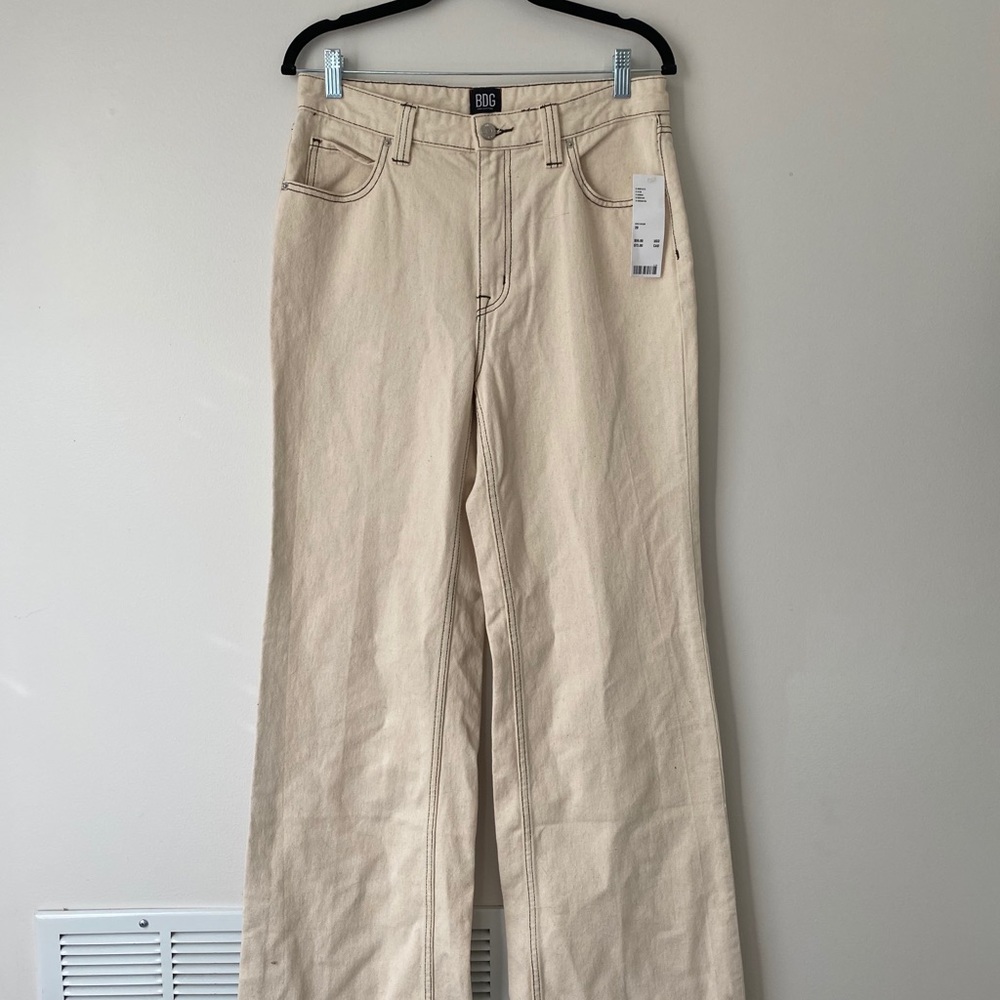 Wide leg cream jeans